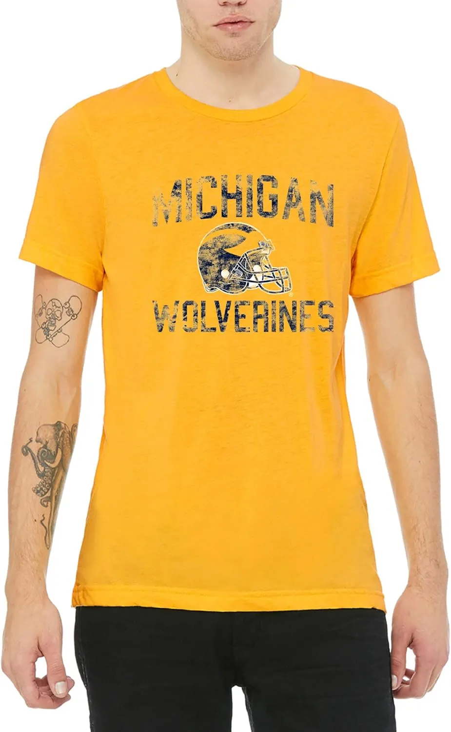 NCAA Faded Football Helmet, Team Color Canvas Triblend T Shirt, College, University