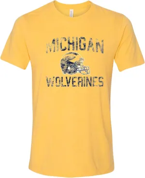 NCAA Faded Football Helmet, Team Color Canvas Triblend T Shirt, College, University