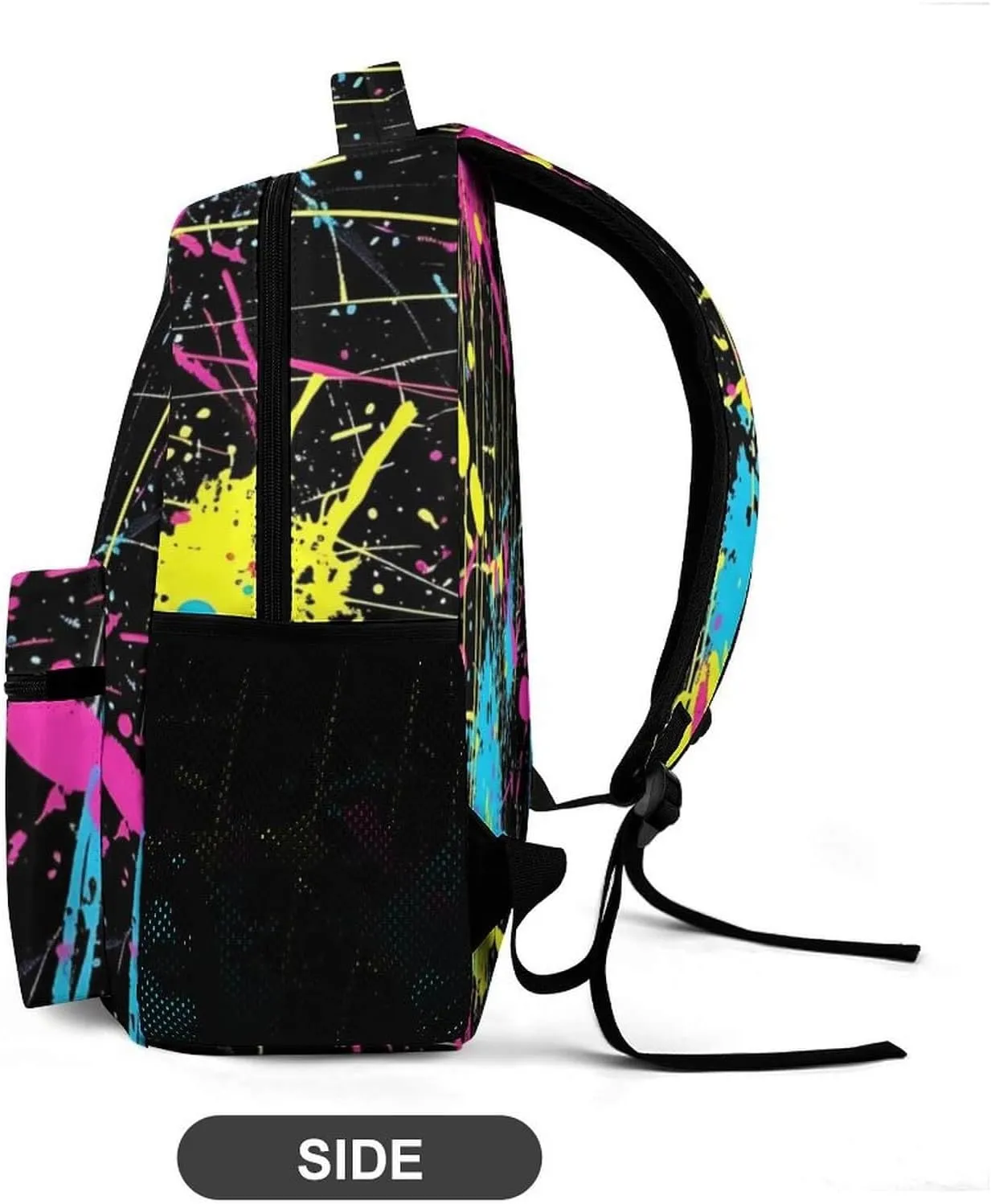Neon Backpack for Kids Girls Boys School, 16 Inches Neon Theme Bookbag, Adjustable, Lightweight, Large Capacity, Colorful Neon Backpack for School