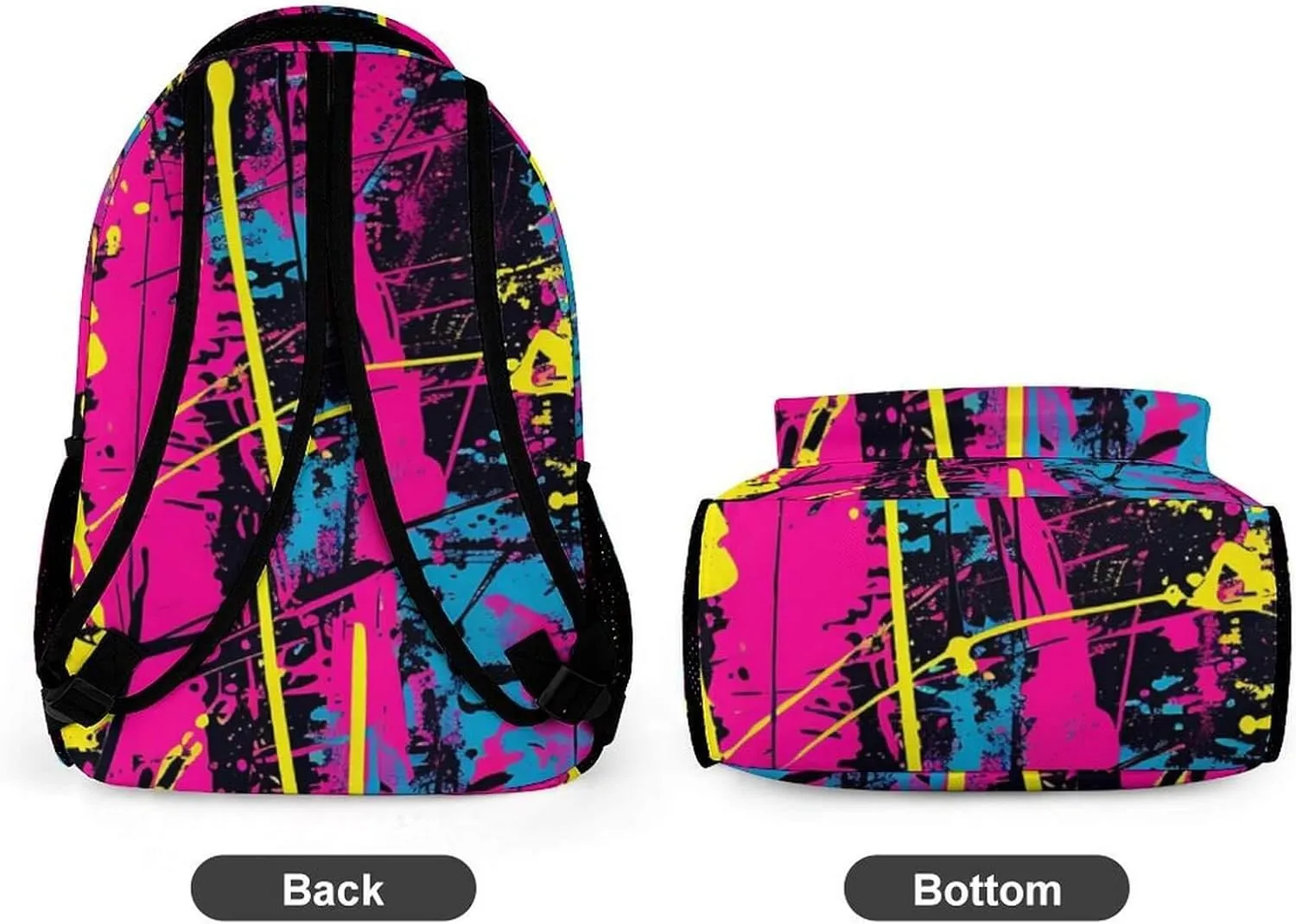 Neon Backpack for Kids Girls Boys School, 16 Inches Neon Theme Bookbag, Adjustable, Lightweight, Large Capacity, Colorful Neon Backpack for School