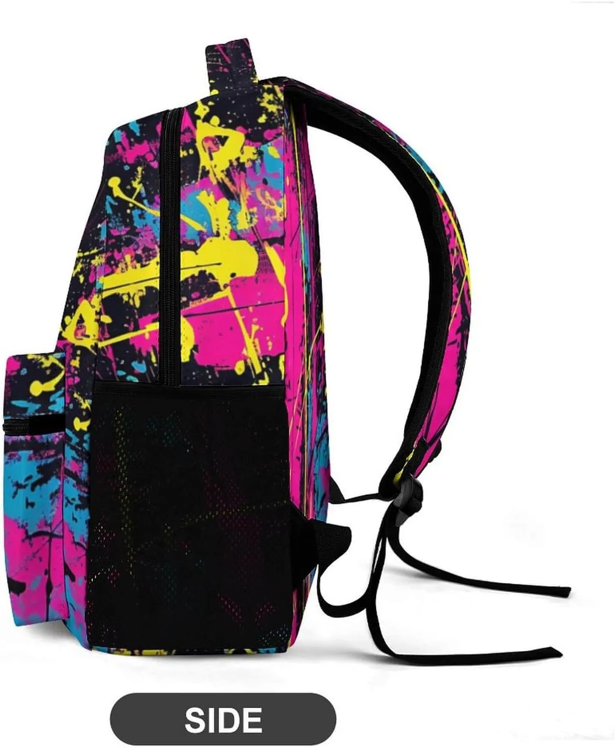 Neon Backpack for Kids Girls Boys School, 16 Inches Neon Theme Bookbag, Adjustable, Lightweight, Large Capacity, Colorful Neon Backpack for School
