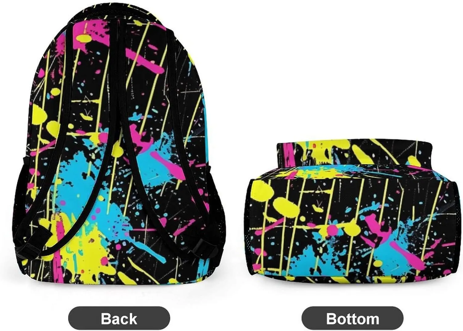 Neon Backpack for Kids Girls Boys School, 16 Inches Neon Theme Bookbag, Adjustable, Lightweight, Large Capacity, Colorful Neon Backpack for School