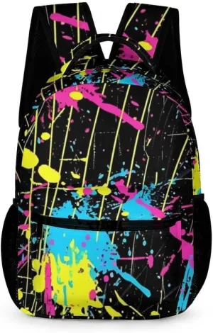 Neon Backpack for Kids Girls Boys School, 16 Inches Neon Theme Bookbag, Adjustable, Lightweight, Large Capacity, Colorful Neon Backpack for School