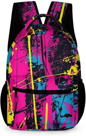 Neon Backpack for Kids Girls Boys School, 16 Inches Neon Theme Bookbag, Adjustable, Lightweight, Large Capacity, Colorful Neon Backpack for School