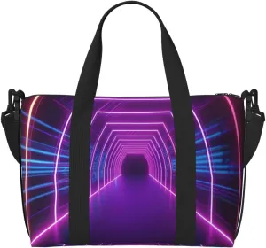 Neon Lights Tunnel printed Tote Crossbody Travel Bag Sports Tote Gym Bag Tote Luggage