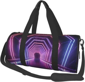Neon Lights Tunnel Travel Duffle Bag for Men Women Sport Gym Bag Foldable Weekender Bag Carry on Overnight Bag for Travel Swimming Basketball