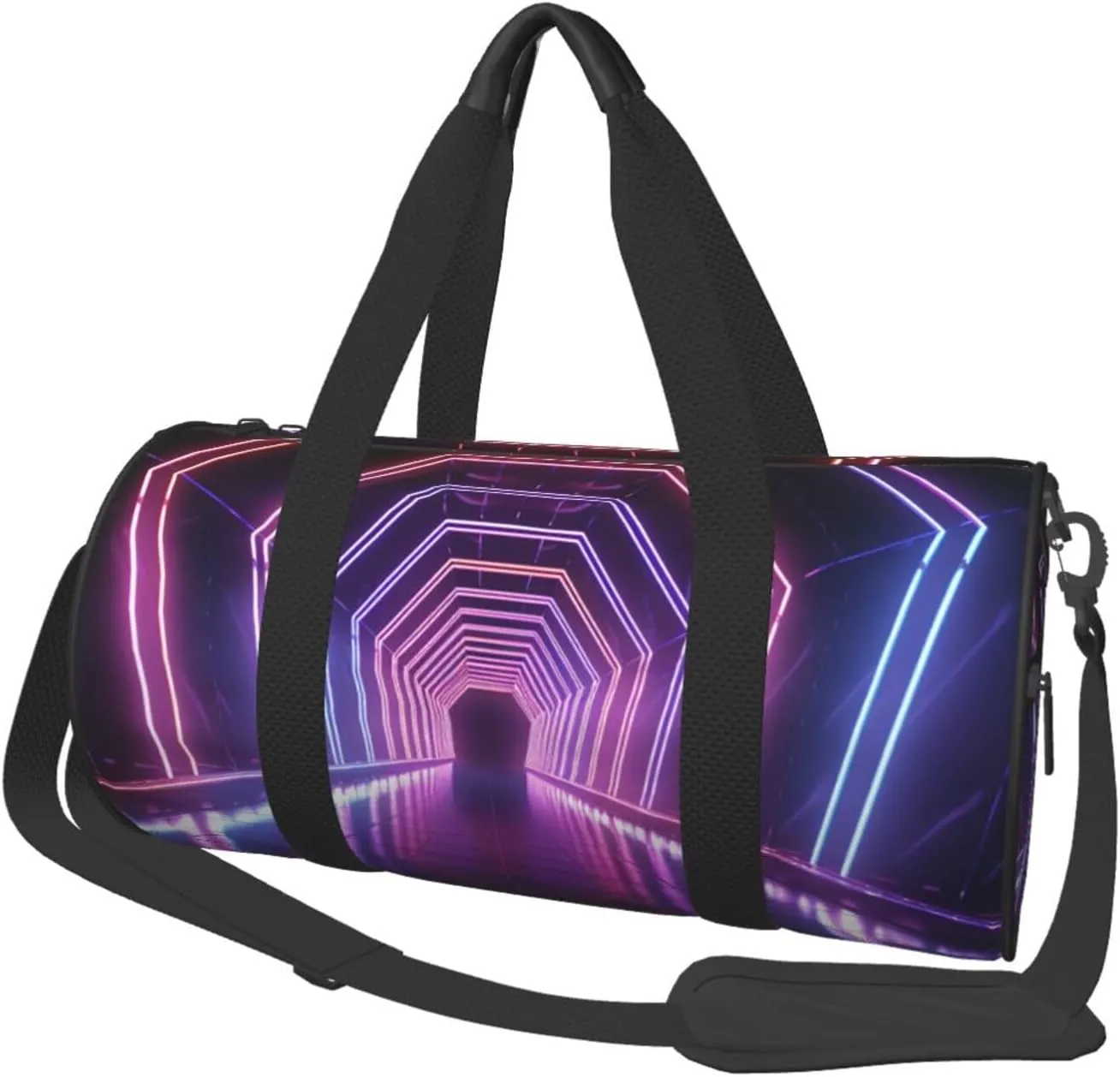 Neon Lights Tunnel Travel Duffle Bag for Men Women Sport Gym Bag Foldable Weekender Bag Carry on Overnight Bag for Travel Swimming Basketball