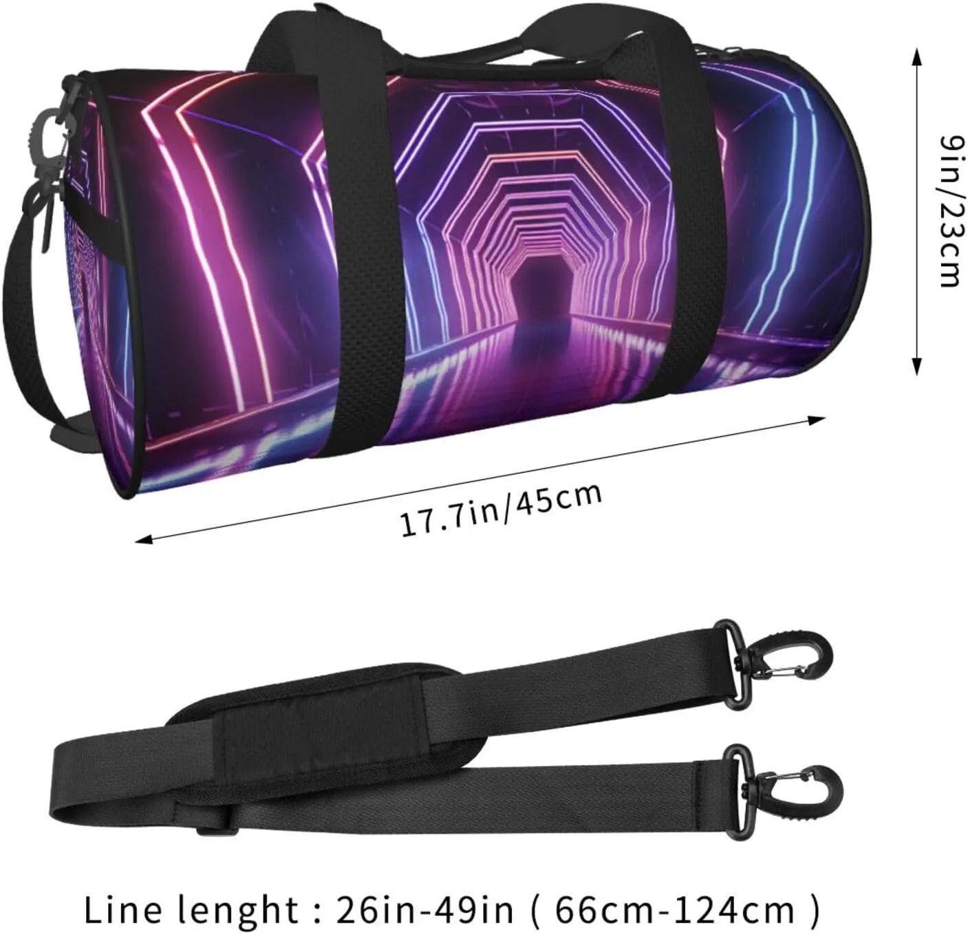 Neon Lights Tunnel Travel Duffle Bag for Men Women Sport Gym Bag Foldable Weekender Bag Carry on Overnight Bag for Travel Swimming Basketball