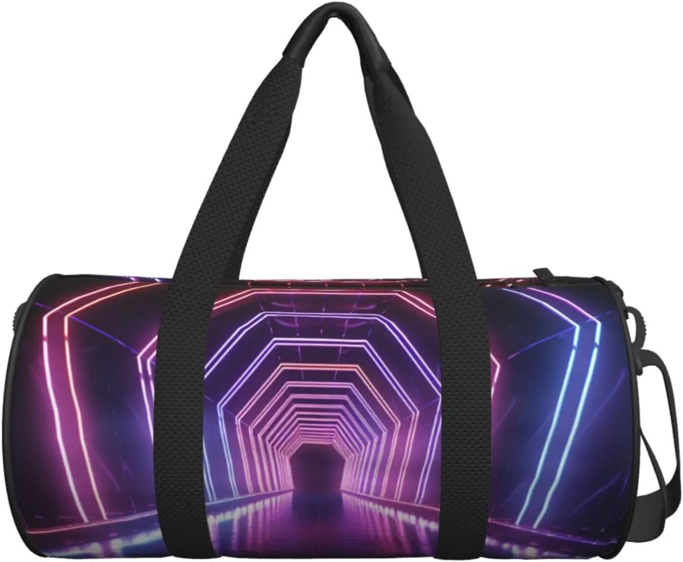 Neon Lights Tunnel Travel Duffle Bag for Men Women Sport Gym Bag Foldable Weekender Bag Carry on Overnight Bag for Travel Swimming Basketball