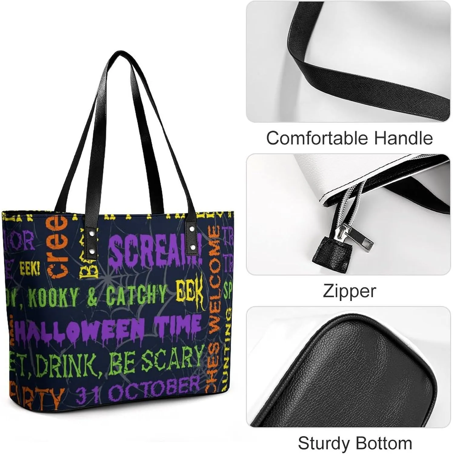 Neon Moon Stars Hobo Handbags With Zipper Large Capacity Satchel Tote Bag Shoulder Bag