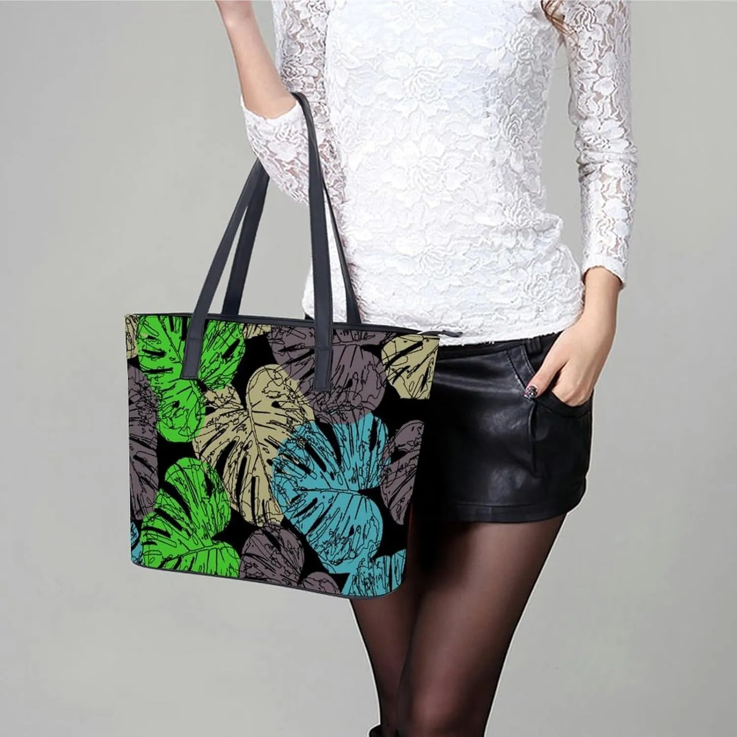 Neon Moon Stars Hobo Handbags With Zipper Large Capacity Satchel Tote Bag Shoulder Bag