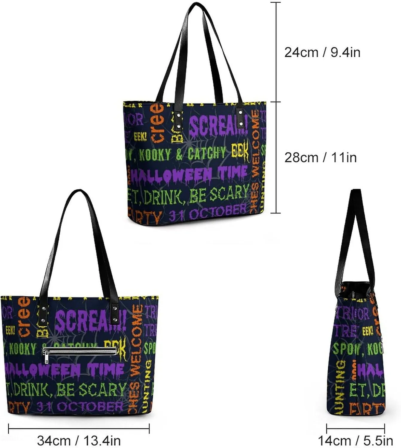 Neon Moon Stars Hobo Handbags With Zipper Large Capacity Satchel Tote Bag Shoulder Bag