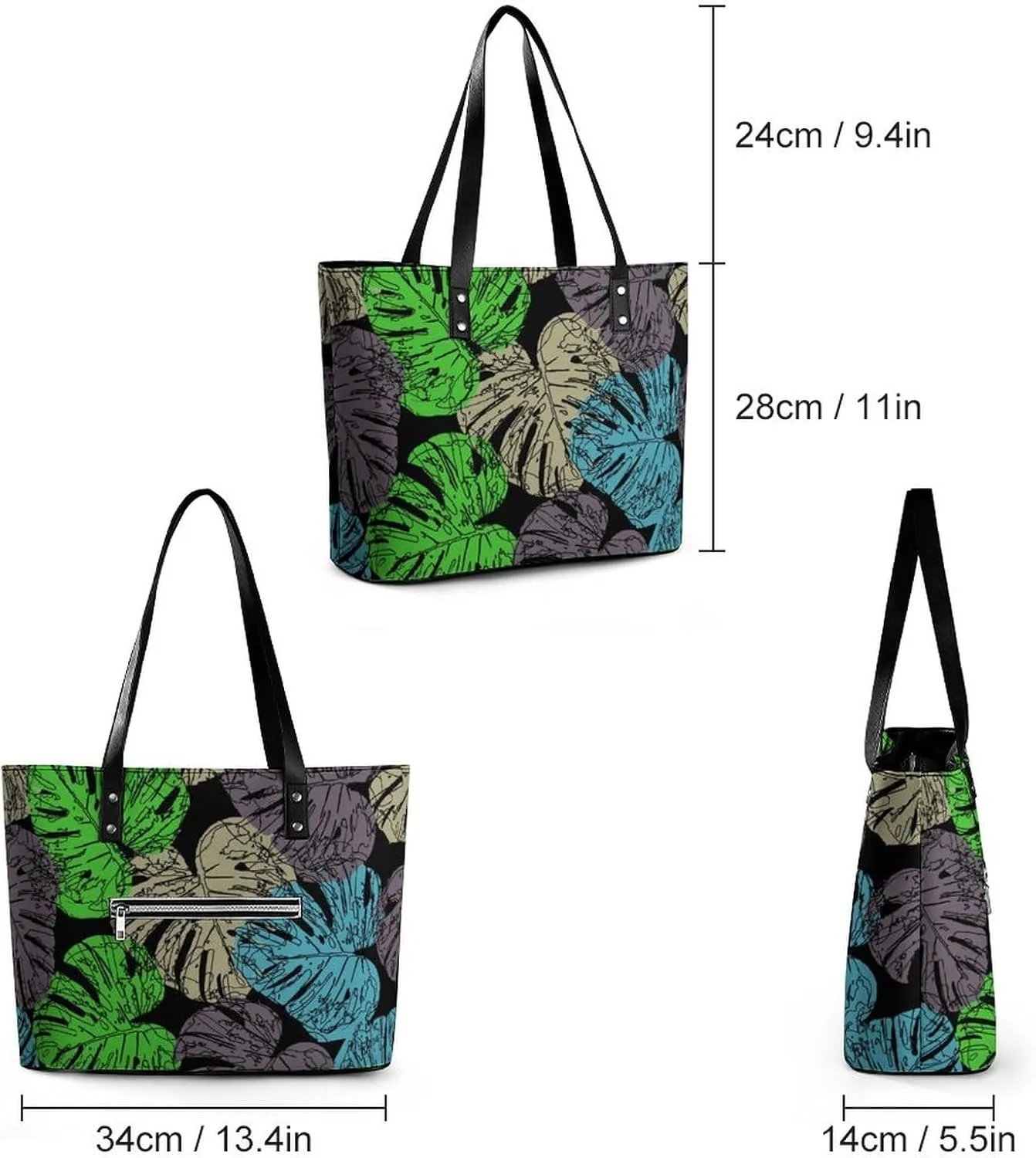Neon Moon Stars Hobo Handbags With Zipper Large Capacity Satchel Tote Bag Shoulder Bag