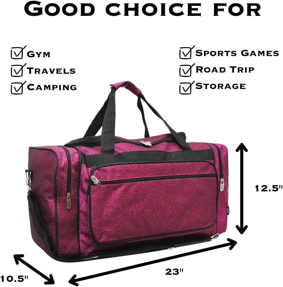 NGIL Canvas 23" inch Duffle Bag (Hot Pink Glitter)