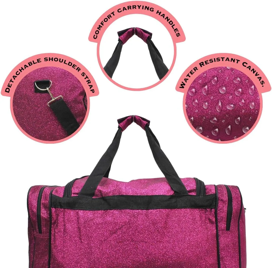 NGIL Canvas 23" inch Duffle Bag (Hot Pink Glitter)