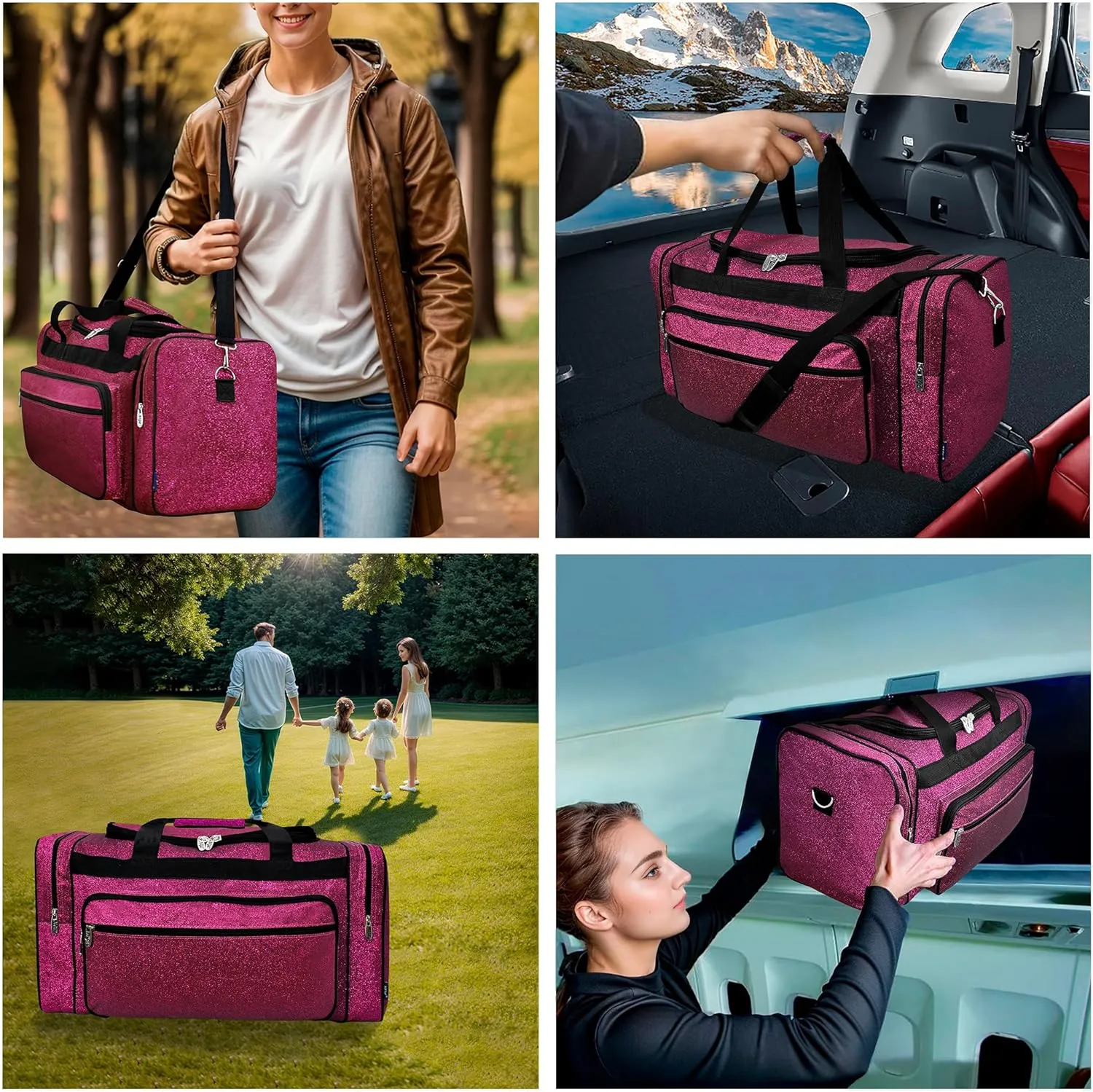 NGIL Canvas 23" inch Duffle Bag (Hot Pink Glitter)
