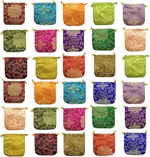 NHW Brocade Embroidery Drawstring Jewelry Bag Purse Pouch size about 4.3 * 4.3 inches