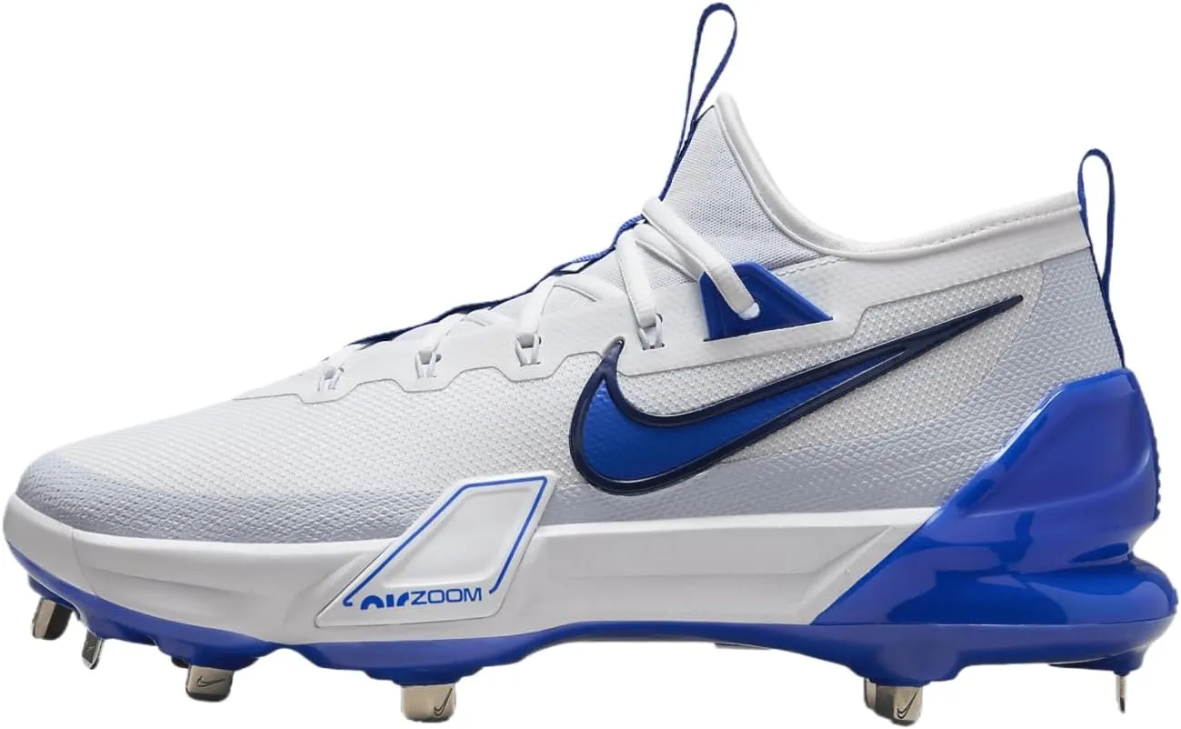 Nike Force Zoom Trout 9 Elite Baseball Cleats (FB2906-105, White/Midnight Navy/Football Grey/Hyper Royal) Size 7
