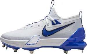 Nike Force Zoom Trout 9 Elite Baseball Cleats (FB2906-105, White/Midnight Navy/Football Grey/Hyper Royal) Size 7