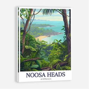Noosa Heads Wall Art Noosa Heads National Park Travel Poster Decor Canvas Art 24x36 inch (Framed)