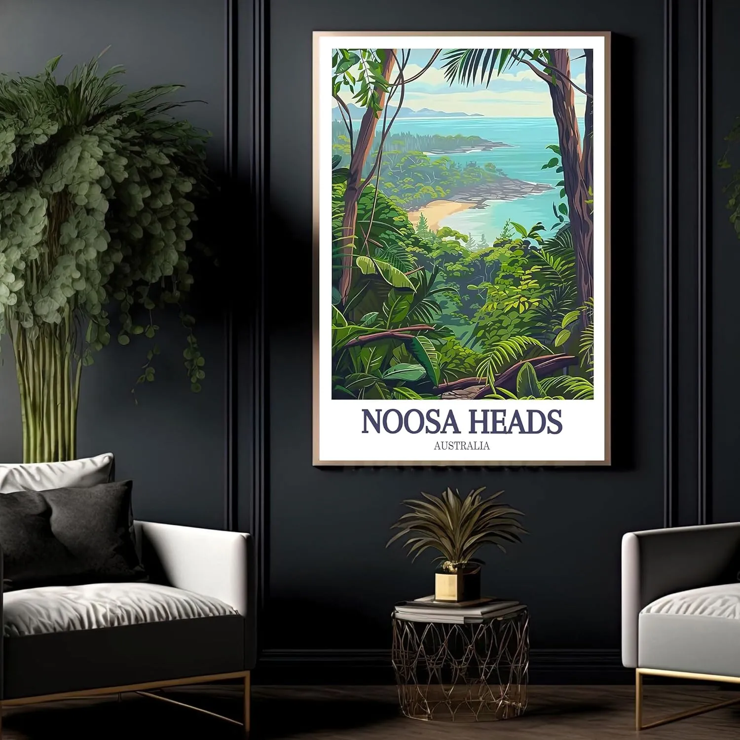 Noosa Heads Wall Art Noosa Heads National Park Travel Poster Decor Canvas Art 24x36 inch (Framed)