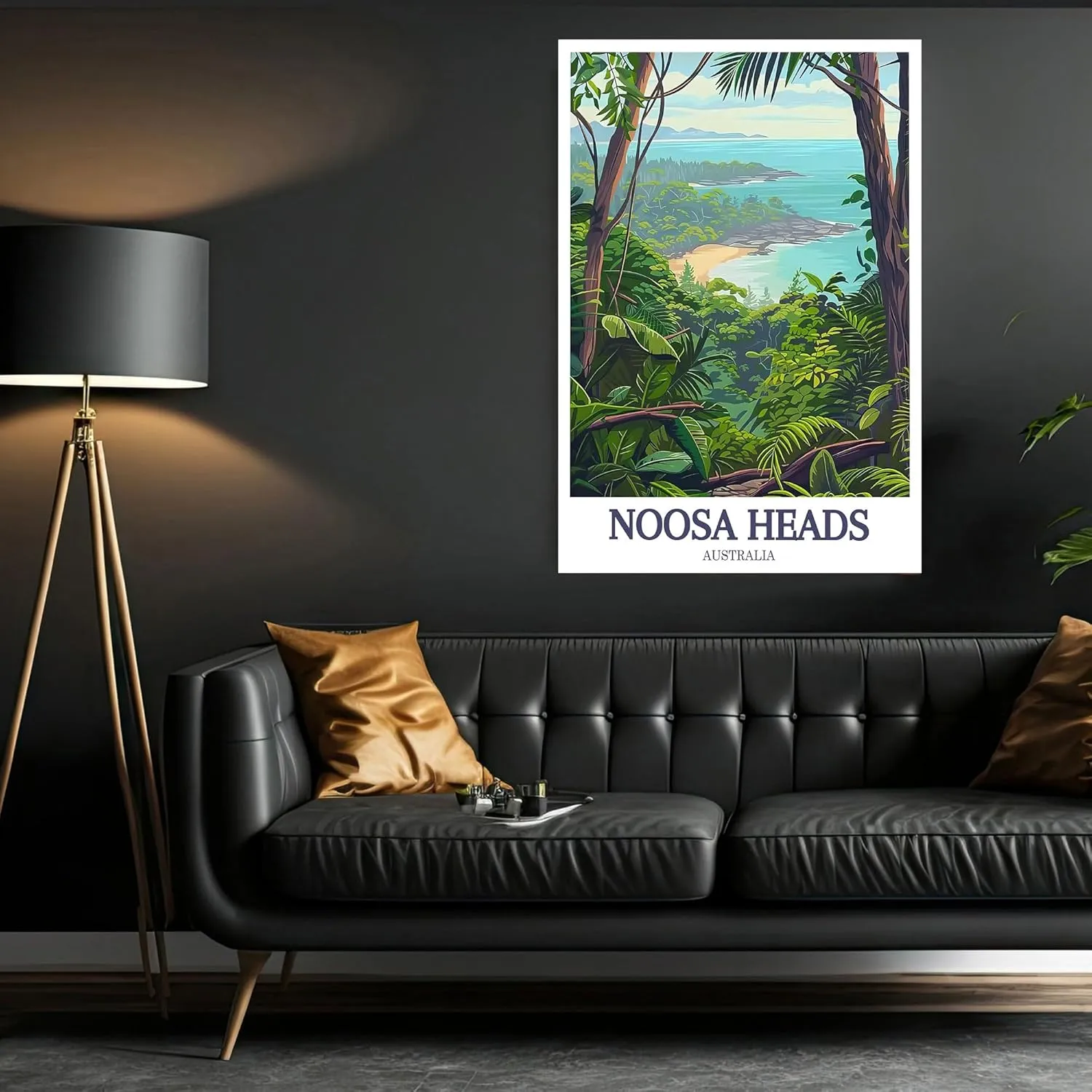 Noosa Heads Wall Art Noosa Heads National Park Travel Poster Decor Canvas Art 24x36 inch (Framed)