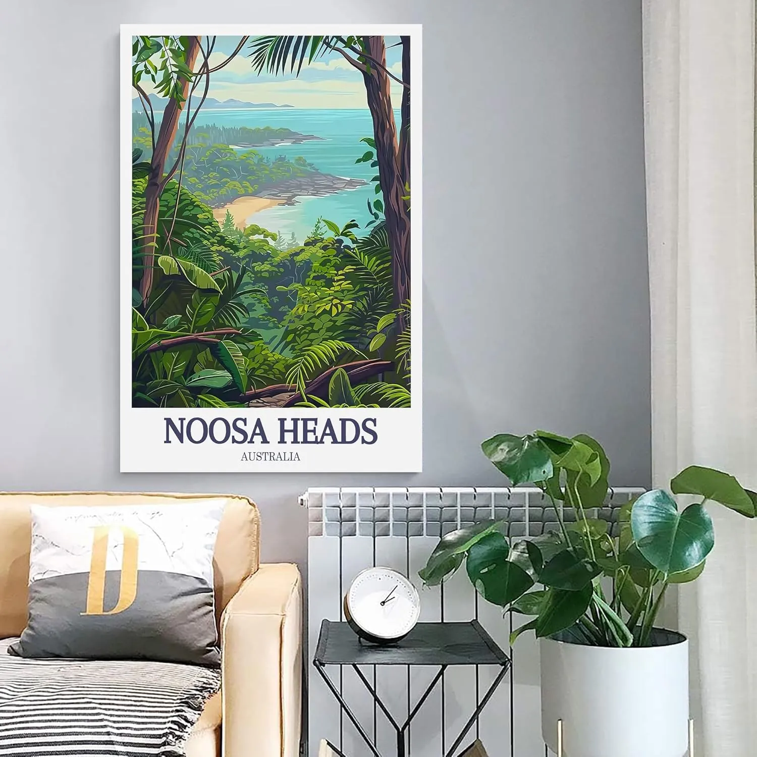 Noosa Heads Wall Art Noosa Heads National Park Travel Poster Decor Canvas Art 24x36 inch (Framed)