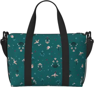 Novastar Laptop Tote Bag for Women Work - flower swallow Overnight Weekender Bags for Women Travel, Gym Bag for Women Men, Personal Item Crossbody Travel Bags for Women Men Carry On