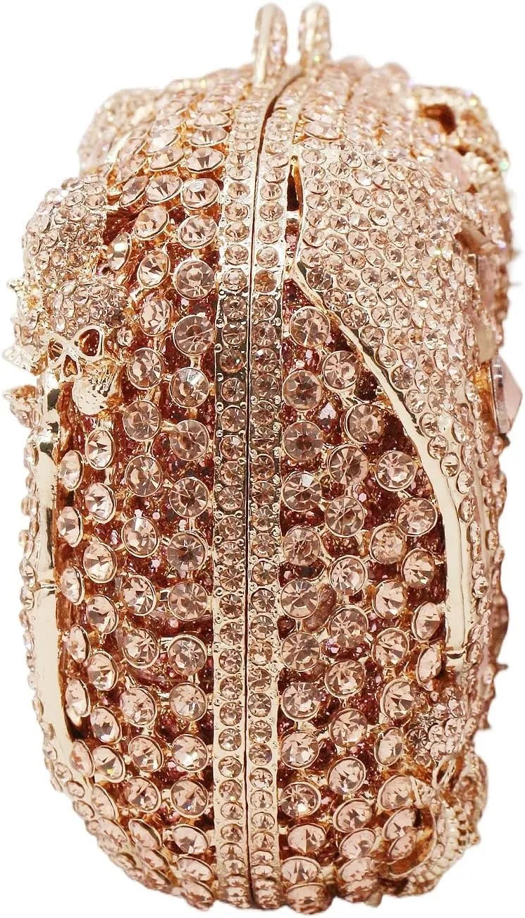 Novetly Skull Rhinestone Purse for Women Glitter Halloween Evening Bag Wedding Party Diamond Clutch Cocktail Handbag