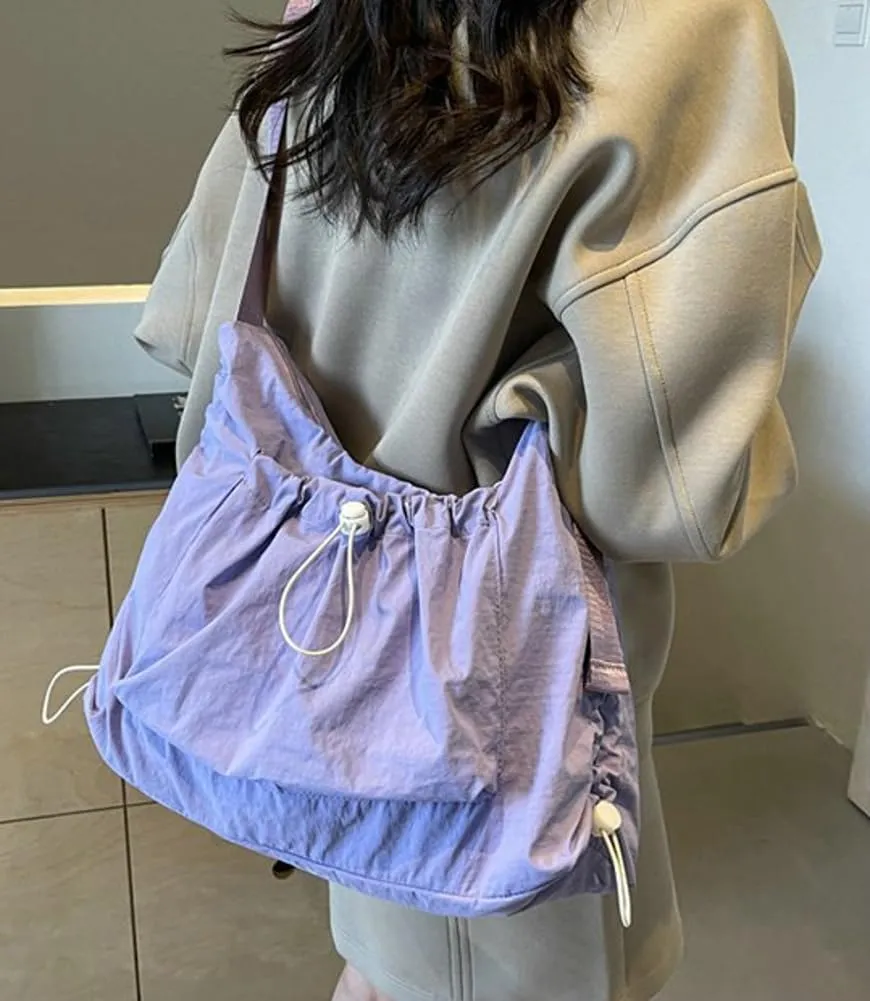 Nylon Solid Color Crossbody for Women Trendy Drawstring Dumpling Bags Shoulder Bag Underarm Bag