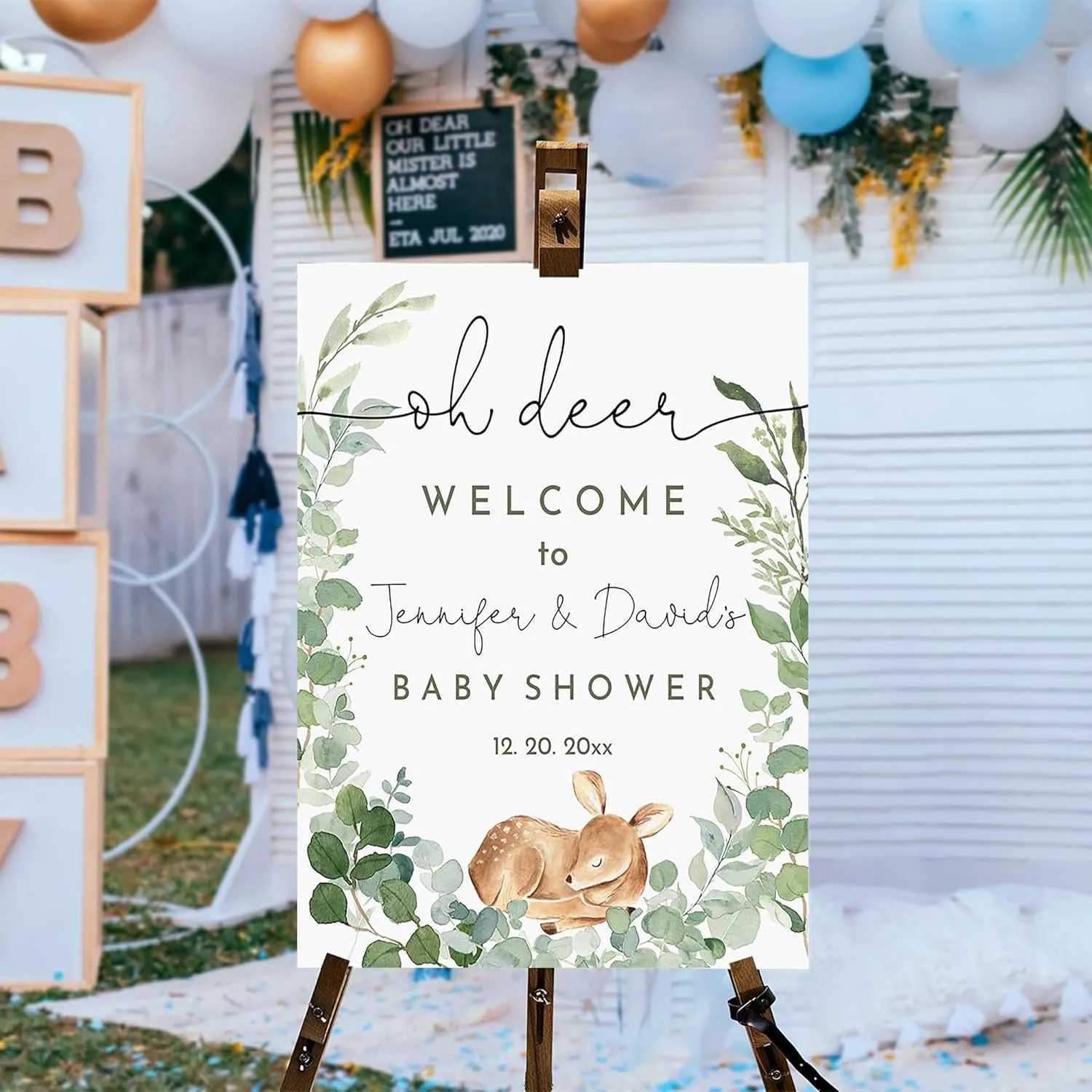 Oh Deer Baby Shower Welcome Sign Woodland Animals Baby Shower Decor Gender Neutral Deer Baby Shower Boho Greenery