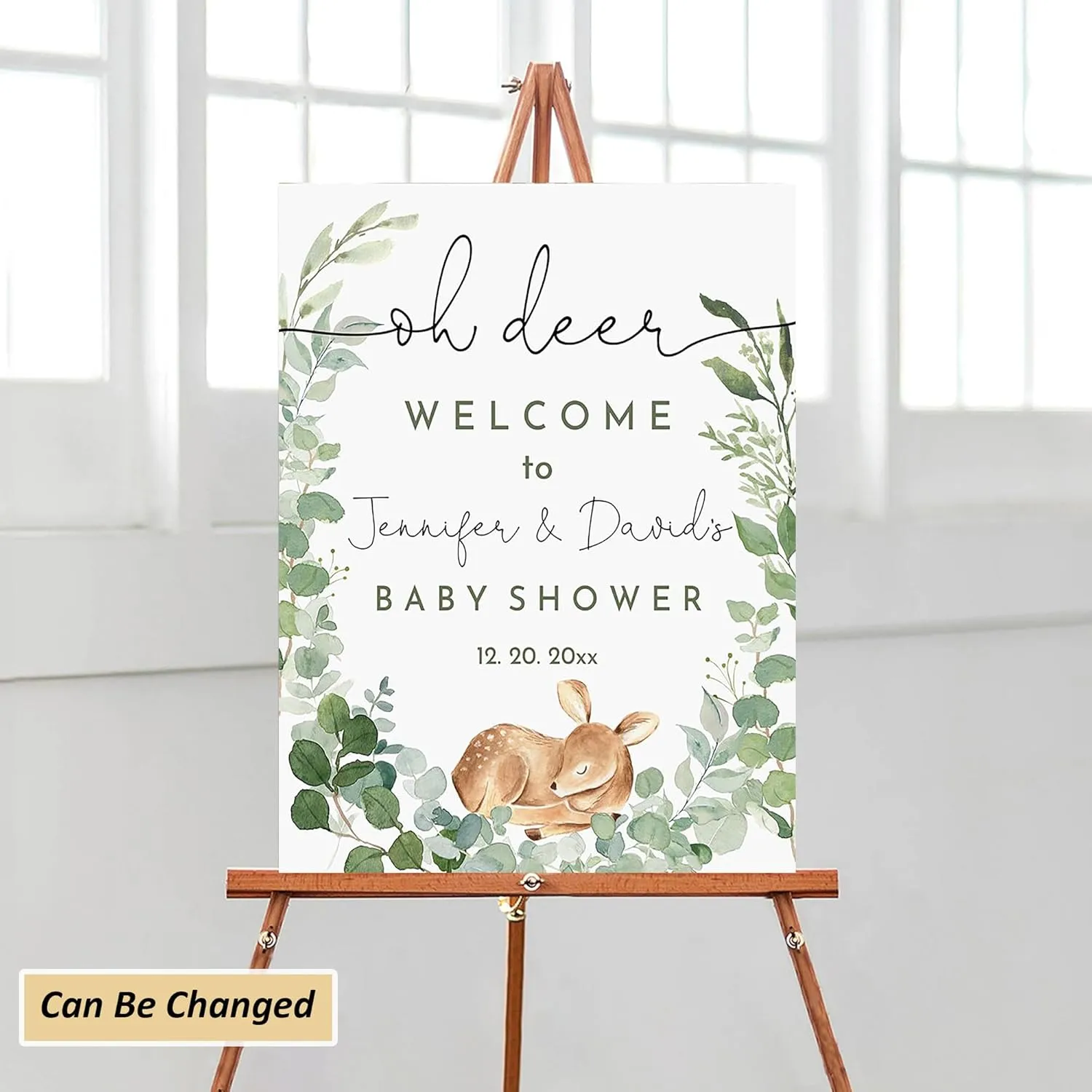 Oh Deer Baby Shower Welcome Sign Woodland Animals Baby Shower Decor Gender Neutral Deer Baby Shower Boho Greenery