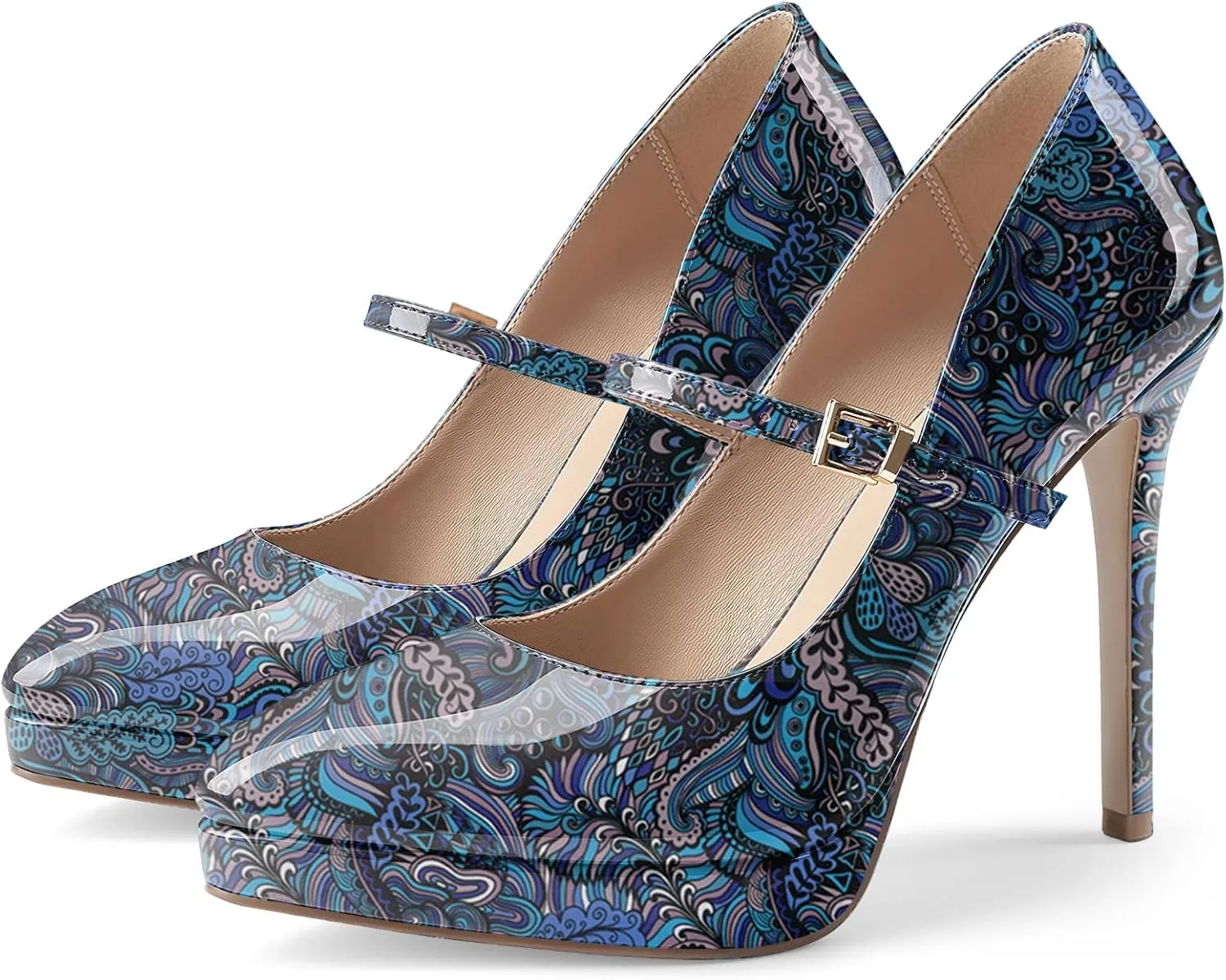 Oh Mispares Women’s Stiletto High Heels Thin Platform Styling Pointed Toe Mary Jane Style Summer Dress Pumps 5 inch Trendy Office Wear Shoes