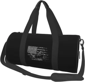 Oilfield American Flag Convertible Garment Bag with Shoulder Strap, Carry on Garment Duffel Bag for Men Women - Rolling Foldable for Travel Luggage Bags (Black)