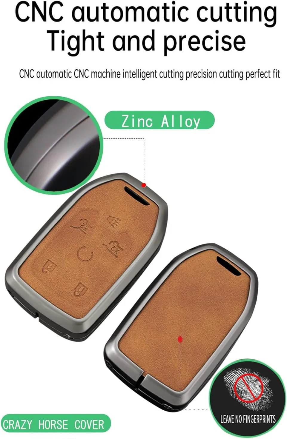 ontto 6-Button Key Fob Shell Fit for GMC Sierra 1500 2500HD 3500HD 2019-up Car Accessories,Metal Frame Key Cover Leather Key Bag,Antiscratched Car Key Case Fit for Chevrolet Suburban Tahoe,Brown