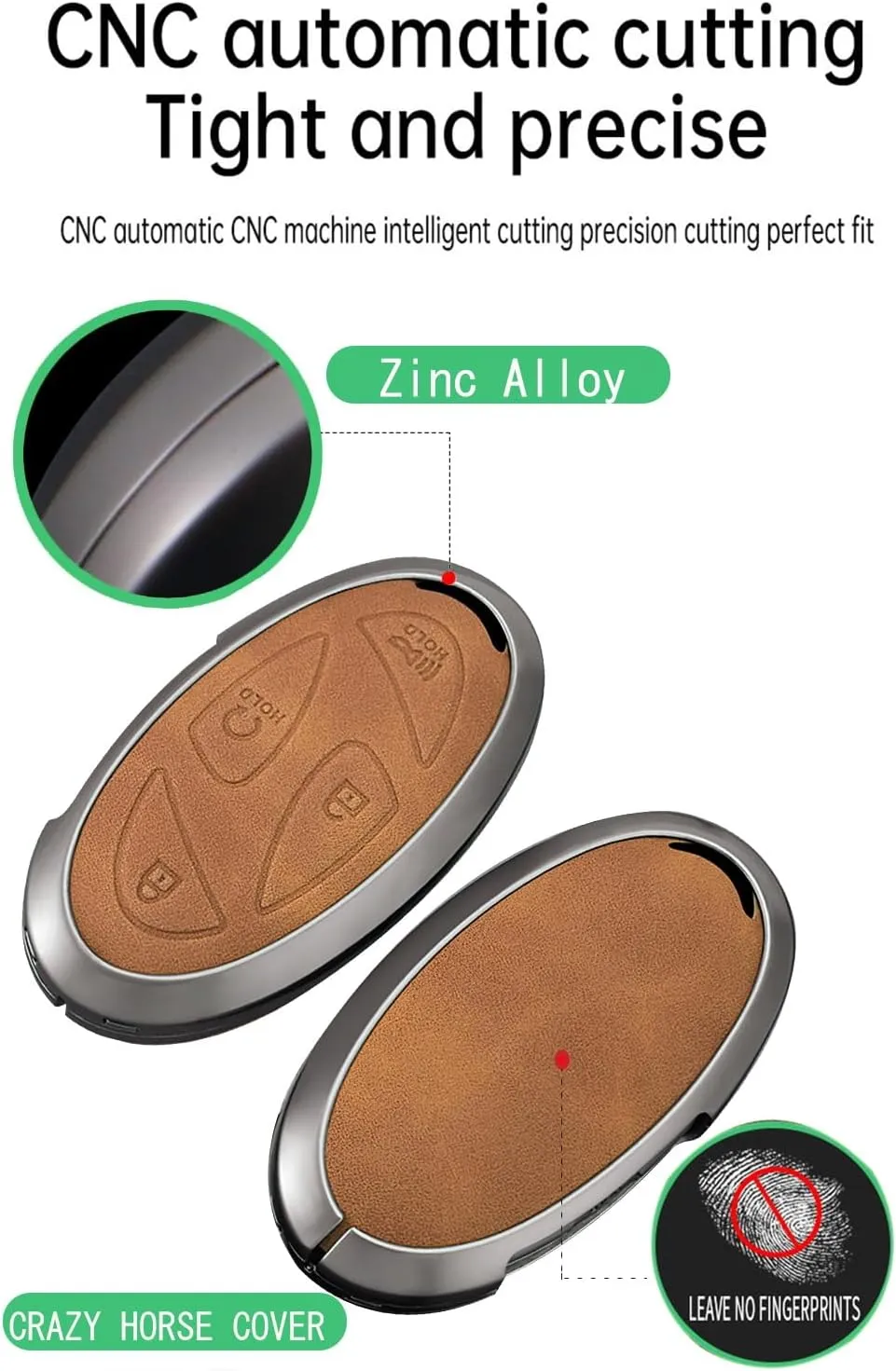ontto Leather Key Fob Shell Fit for Hyundai 5/7 Buttons Key Fob Solid Car Key Bag for Ioniq 6 Grandeur GN7 KONA Elantra Azera Sonata Hybrid Santa fe Tucson Hybrid 2023 2024 2025,Brown