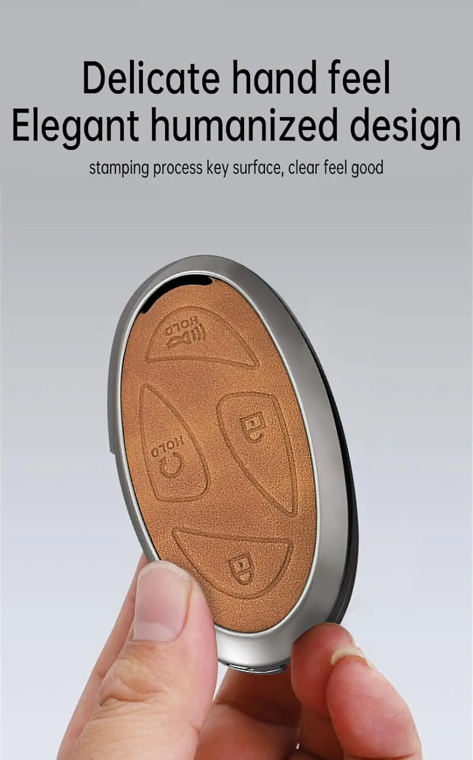 ontto Leather Key Fob Shell Fit for Hyundai 5/7 Buttons Key Fob Solid Car Key Bag for Ioniq 6 Grandeur GN7 KONA Elantra Azera Sonata Hybrid Santa fe Tucson Hybrid 2023 2024 2025,Brown