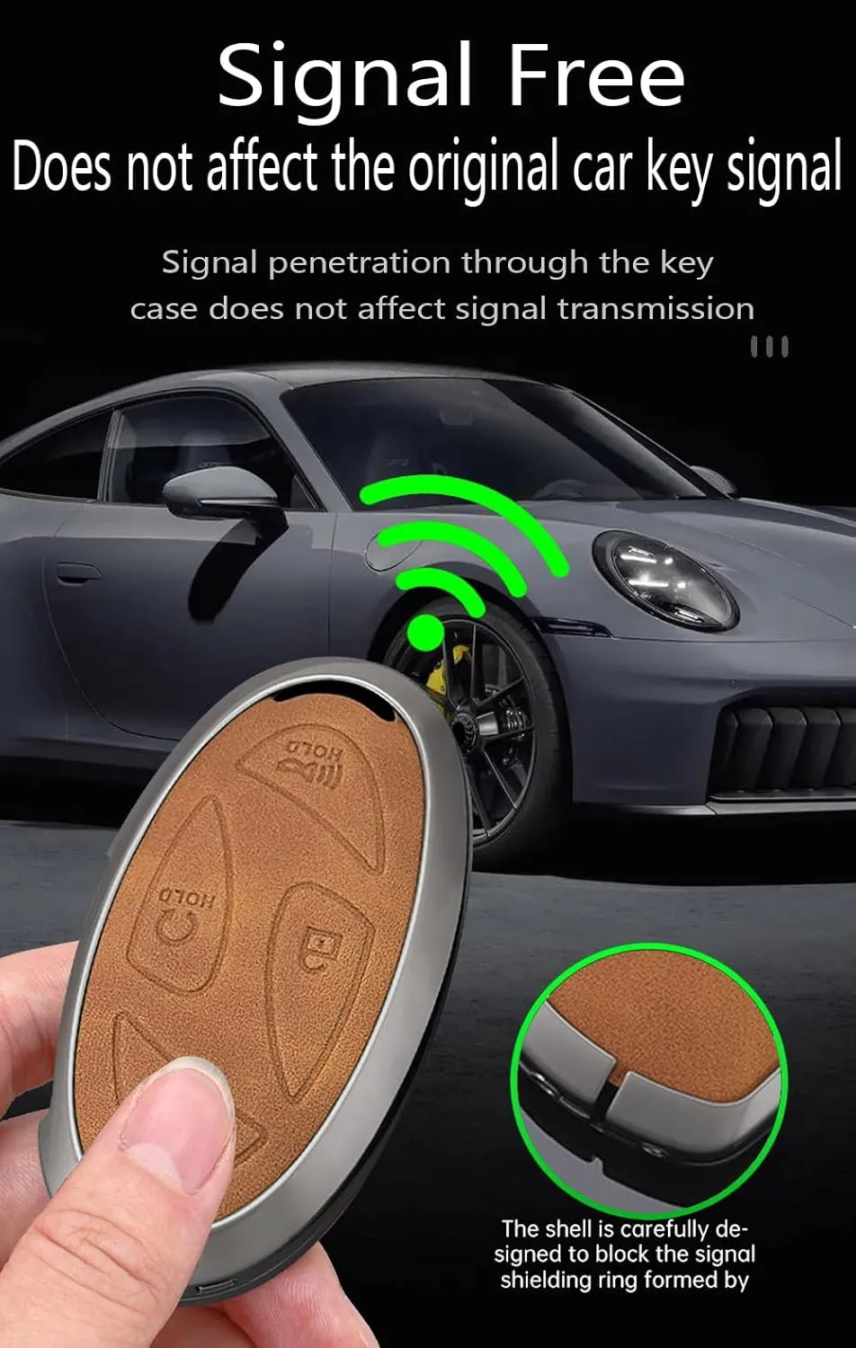 ontto Leather Key Fob Shell Fit for Hyundai 5/7 Buttons Key Fob Solid Car Key Bag for Ioniq 6 Grandeur GN7 KONA Elantra Azera Sonata Hybrid Santa fe Tucson Hybrid 2023 2024 2025,Brown