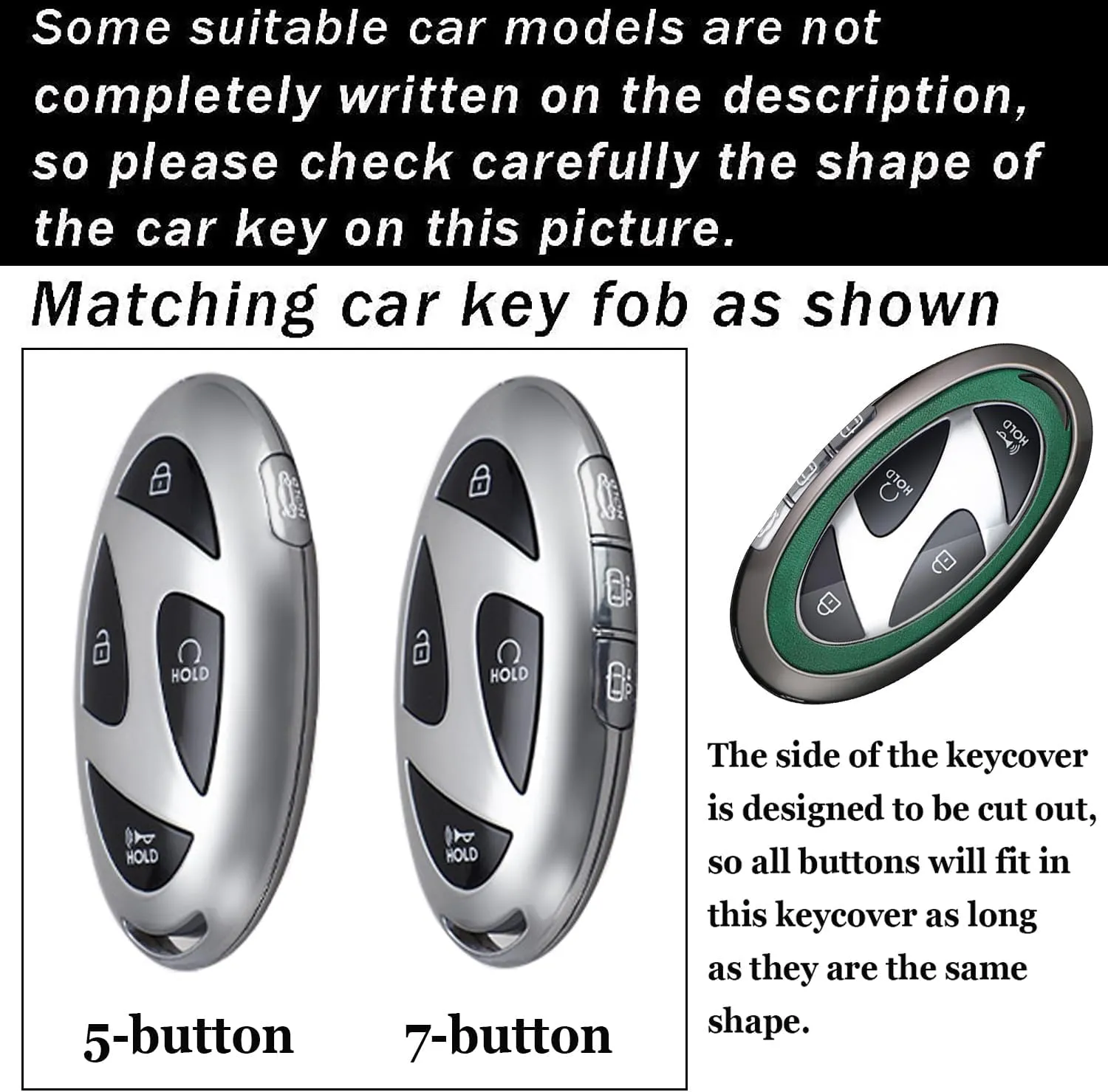 ontto Metal Key Cover Fit for Hyundai Sonata Hybrid Santa fe 2024 Key Fob,Leather Car Key Holder Bag Fit for Hyundai Ioniq 6 Grandeur GN7 Kona Elantra Azera,Anti-Scratched Key Fob Case,Green