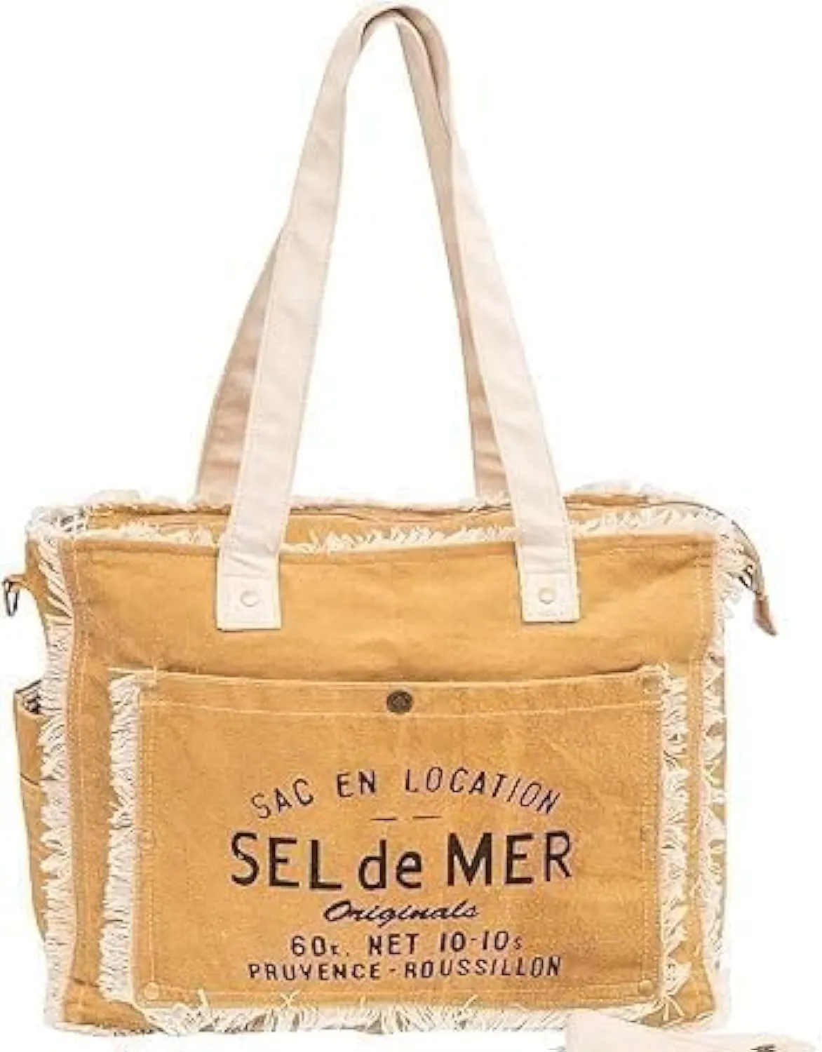 Orbit Art Gallery Sel De Mer Upcycled Canvas Hand Bag, Canvas Tote Bag Shoulder Handbag for Women, Brown