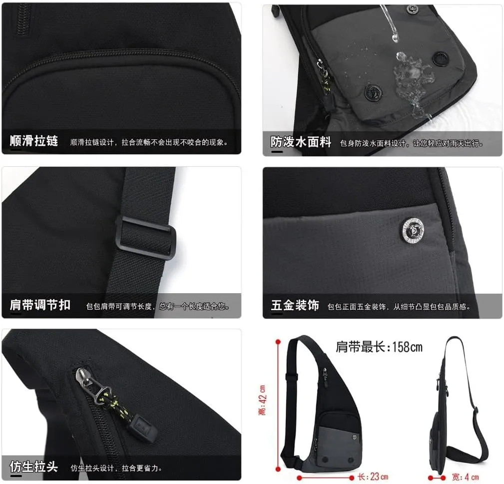 Outdoor Casual Single Shoulder Crossbody Bag Chest Bags Hit Color Waterproof Fashion Sports Men and Women Chest Bags