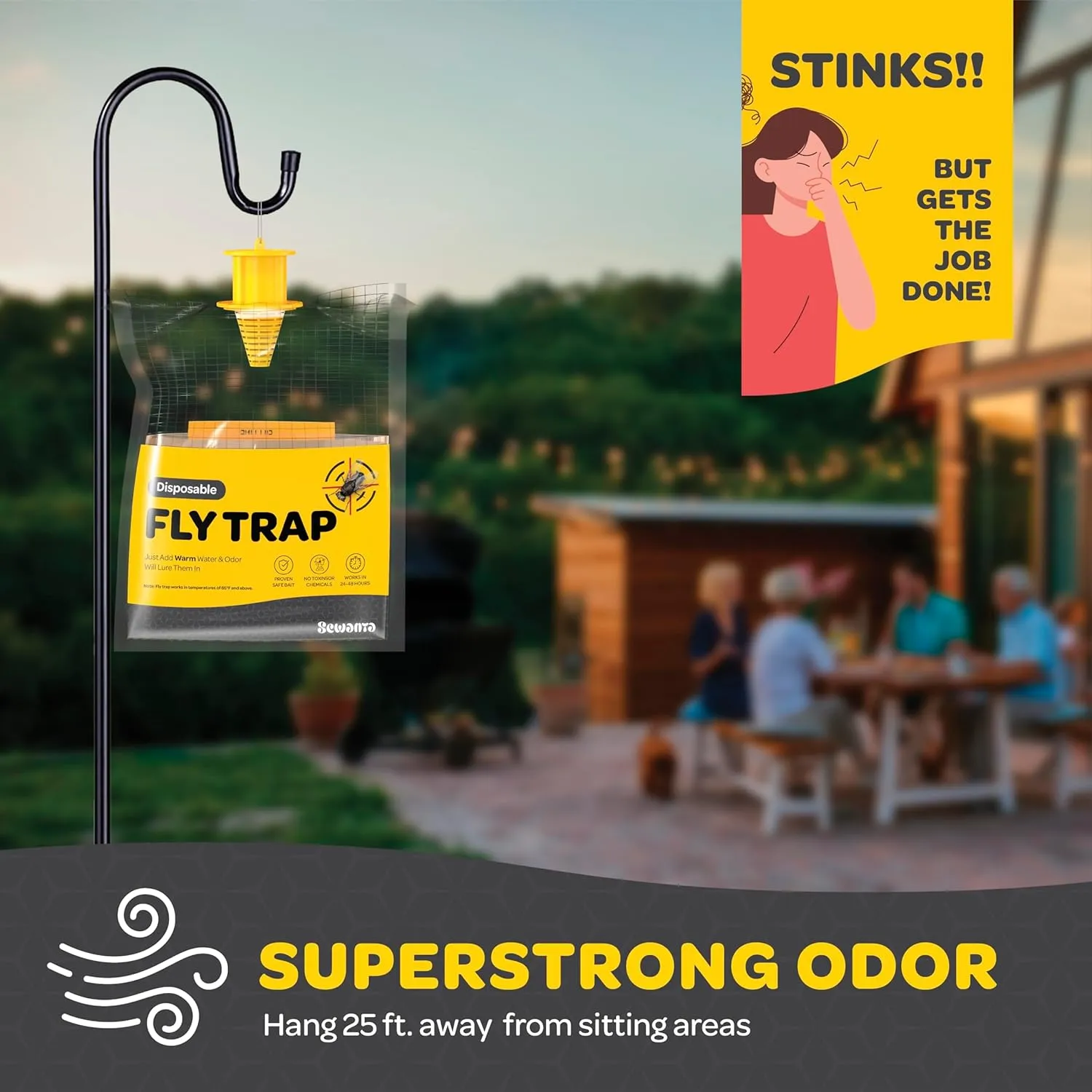 Outdoor Fly Trap Bags [Set of 4] Disposable Fly Traps Outdoor - Hanging Fly Traps with dissolvable Non-Toxic Bait - Bug Catcher Killer for All Flies for Outside Bug Control Patio, Barn and Ranch Etc