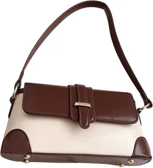 OYOANGLE Women's Color Block Shoulder Bag Small Flap Purse Handbags Top Handle Underarm Bags Satchel Bags