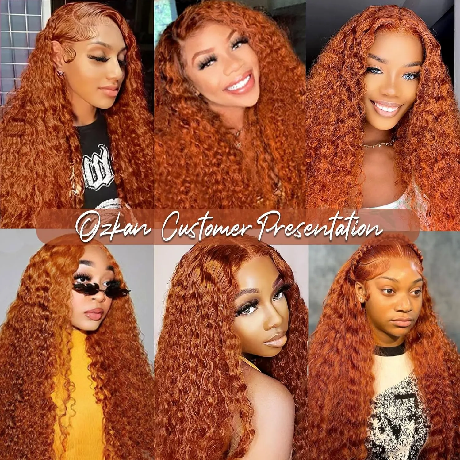 ozkan Ginger Orange Water Wave Lace Front Wigs Human Hair 13x6 Wig Human Hair Pre Plucked 200% Density 350 Ginger Wig for Women 20inch