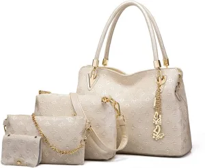 Pahajim Women Fashion Handbags set 4pcs PU Leather shoulder Bags Tote Bags Wallets Butterfly Chain Accessories