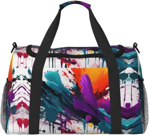 paint splatter print Large Canvas Travel Duffel Bag Weekender Bags for Women Overnight Bag Carry On Tote Bag