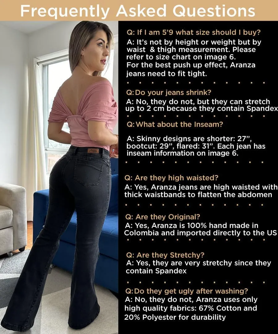 Pantalones Colombianos Levanta Cola | Butt Lifting Jeans for Women Colombian Jeans for Women Butt Lift Boot Cut Jeans Blue