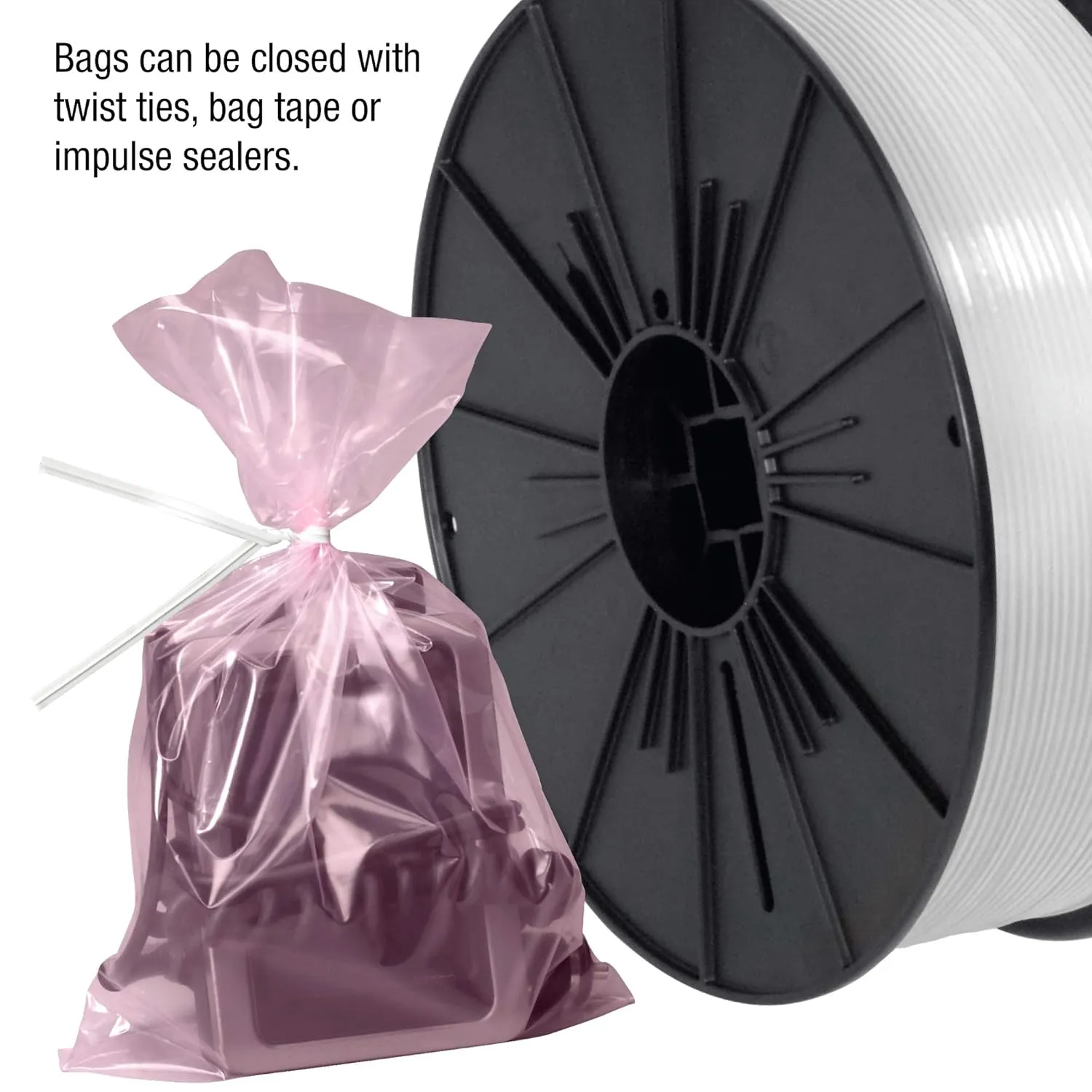 Partners Brand PPBAS1230 Anti-Static Flat 4 mil Poly Bags, 14" x 18", Pink (Pack of 500)
