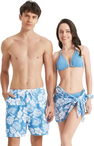 PATPAT Matching Swimsuits for Couples - Spaghetti Strap Bikini Set or Swim Trunks Bathing Suits Hawaiian Beach Swimwear