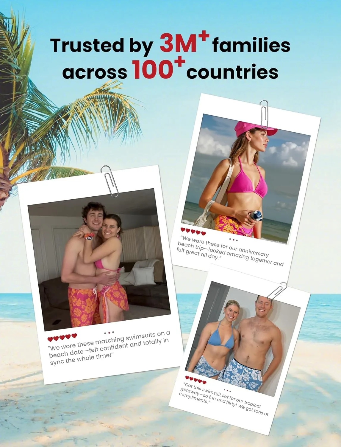 PATPAT Matching Swimsuits for Couples - Spaghetti Strap Bikini Set or Swim Trunks Bathing Suits Hawaiian Beach Swimwear